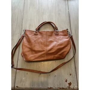 Kattee VIP Cognac Carmel Pebbled Leather Shoulder Crossbody Bag Tote